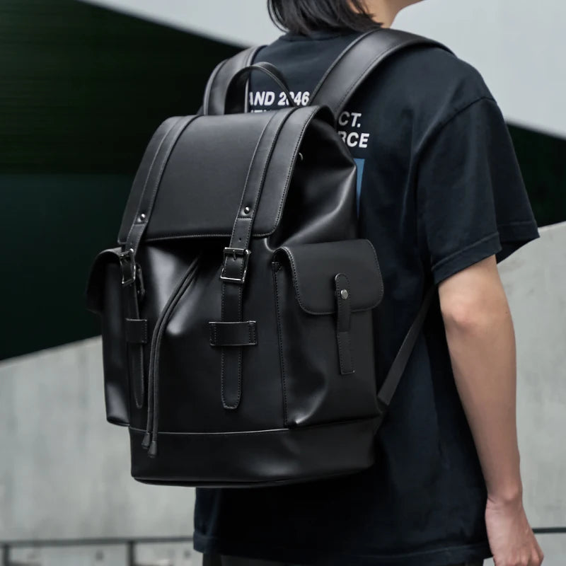 Men’s Water-Resistant PVC Drawstring Laptop Backpack – Work & Travel