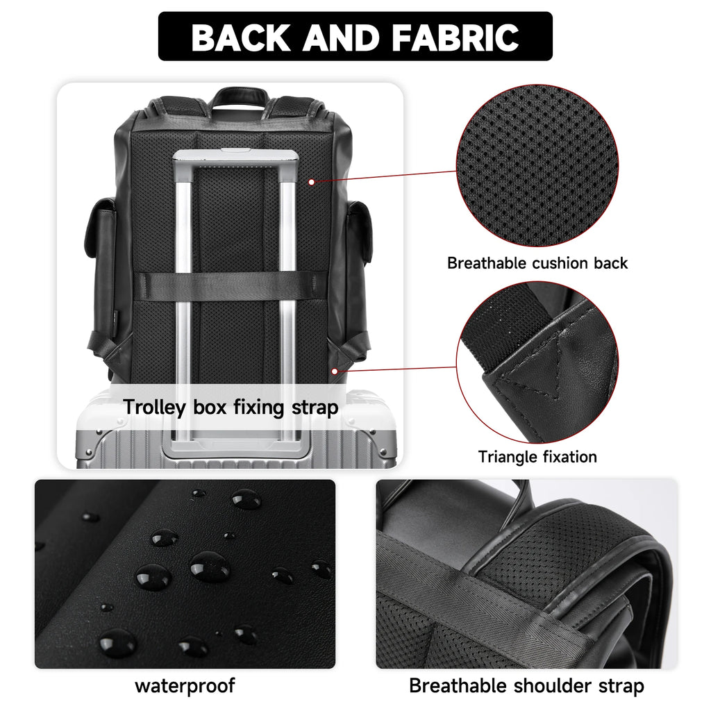 Men’s Water-Resistant PVC Drawstring Laptop Backpack – Work & Travel