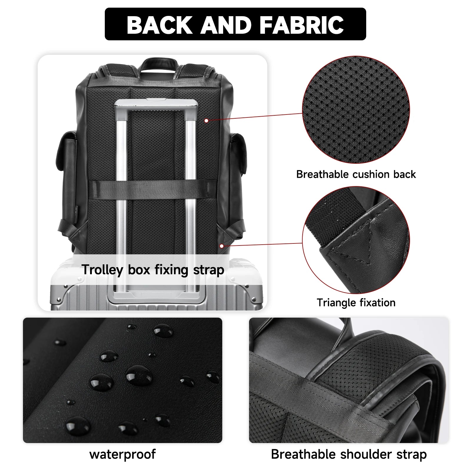 Men’s Water-Resistant PVC Drawstring Laptop Backpack – Work & Travel