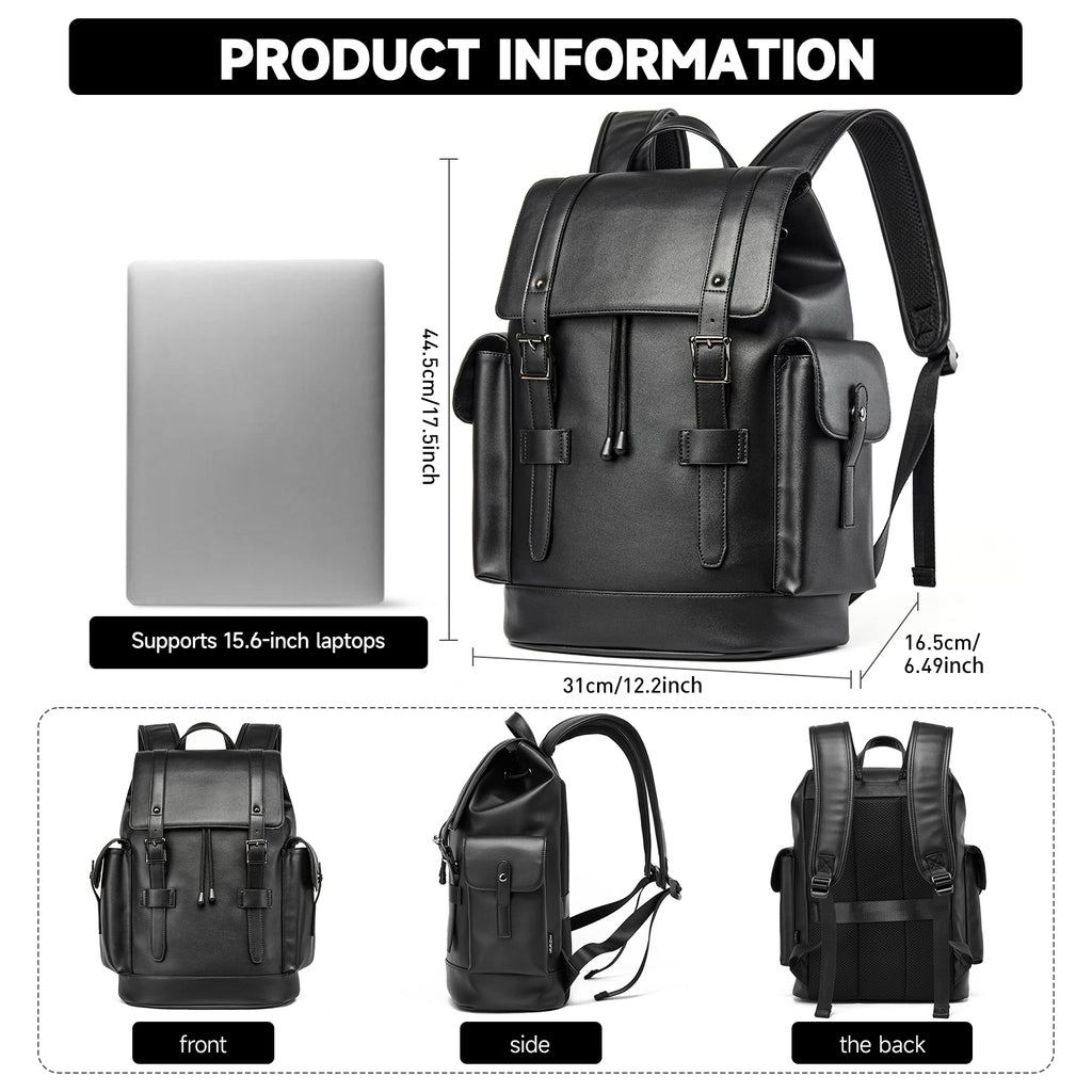 Men’s Water-Resistant PVC Drawstring Laptop Backpack – Work & Travel