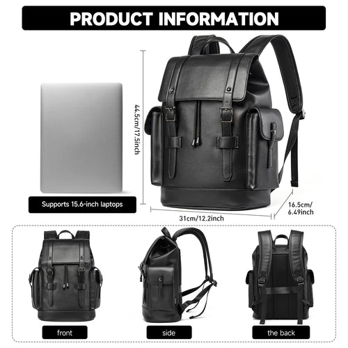 Men’s Water-Resistant PVC Drawstring Laptop Backpack – Work & Travel