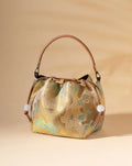 Brocade Embroidered Genuine Leather Handbag