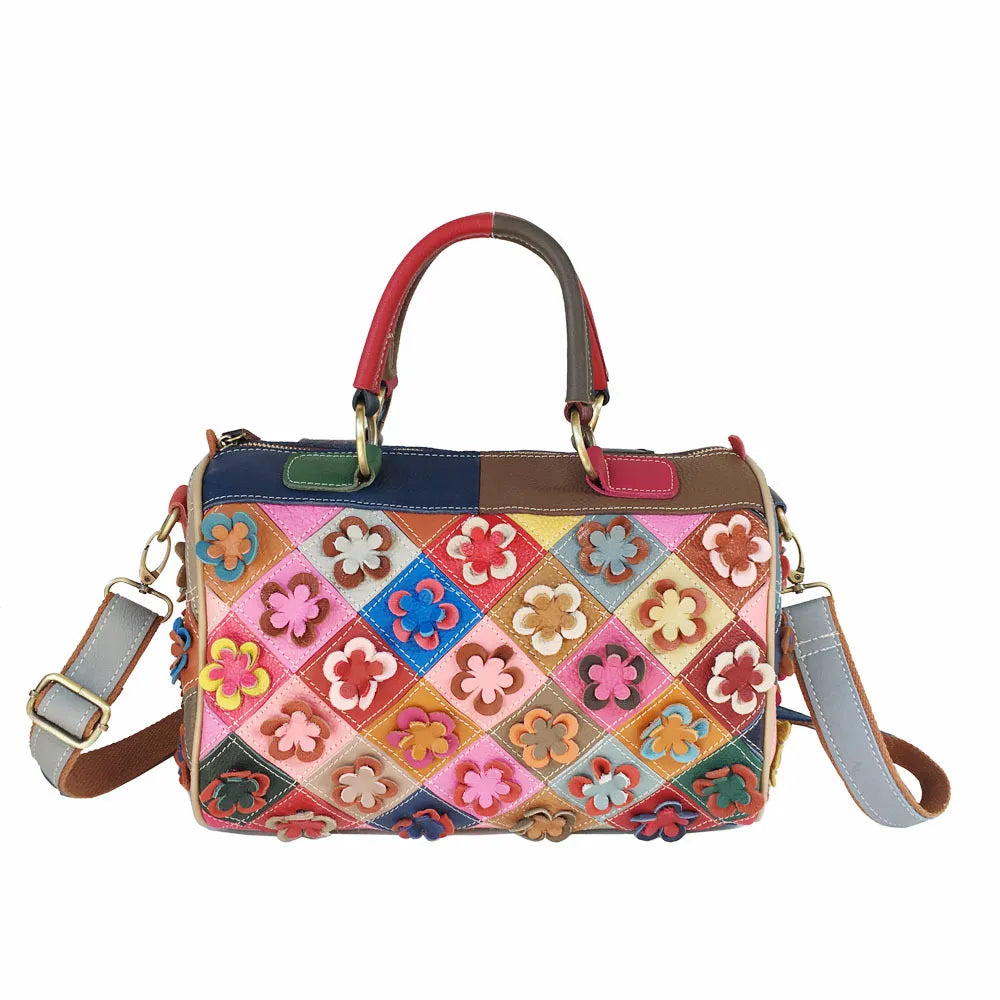 Full-Grain Cowhide Patchwork Pillow Bag